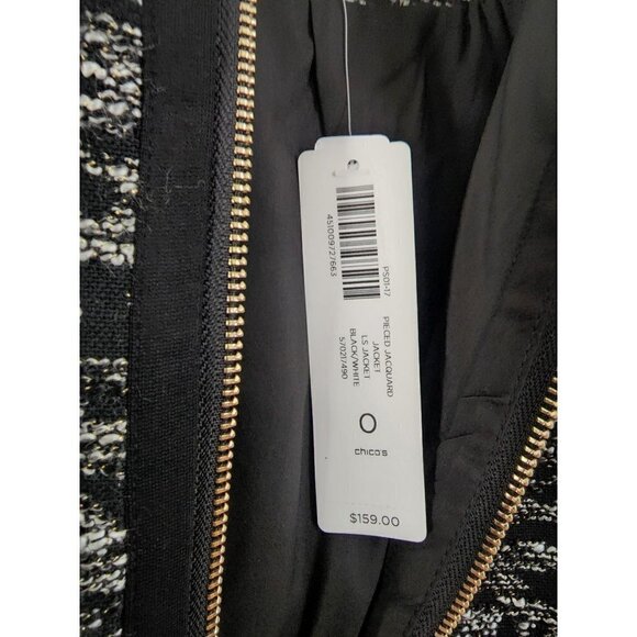 Nwt Chicos Pieced Jacquard Tweed Casual Jacket Womens size 0 - Picture 7 of 7